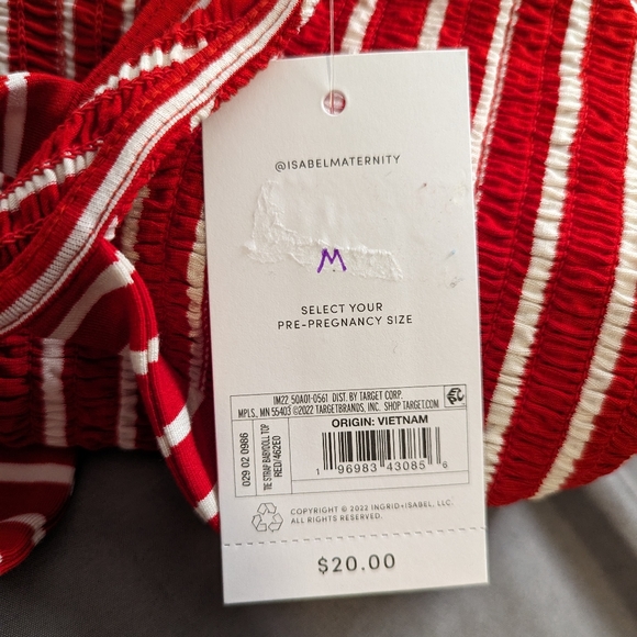 Isabel Maternity Tie Strap Tank Top Red Striped - Picture 7 of 9